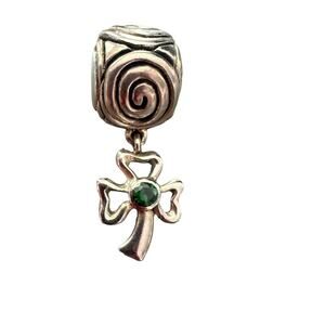 925 Sterling Silver Shamrock Charm Bead for Necklace or Bracelet